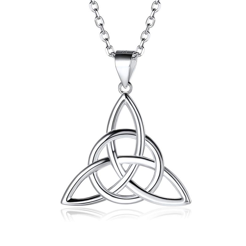 ChicSilver 925 Sterling Silver Pendant Necklaces Dainty Simple Good Luck Irish Celtic Knot Triangle Necklaces - Image 1